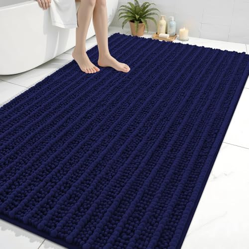 Image of Arotive Luxury Large Bathroom Rugs 70x46, Extra Soft Thick Absorbent Shaggy Chenille Bath Rugs, Machine Wash Dry, Bath Mats for Bathroom Floor, Tub and Shower, Home Decor Accessories, Navy