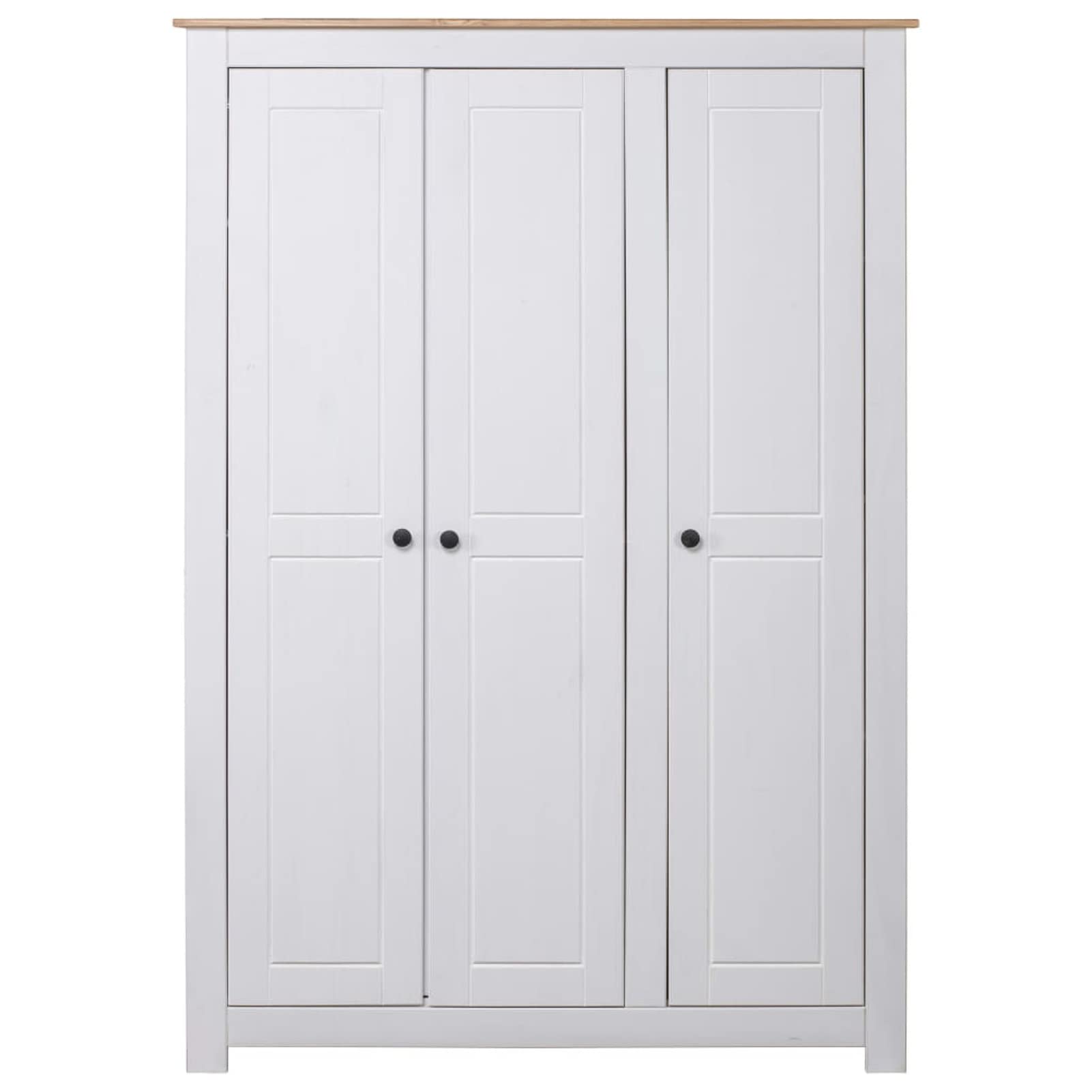 Kleiderschrank 3-Türig Weiß 118×50×171,5 cm KinderkleiderschräNke Wardrobe Bedroom Schrank Schlafzimmer Kleiderschrank Kinderzimmer Kiefer Panama Serie
