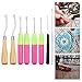 Latch Hook Crochet Needle Set BCMRUN 8Pcs Wooden Bent Latch Hook Hair Tool Kits Plastic Curl Crochet Needle for Kids Adults Braid Hair, Carpet Making and Other Craft