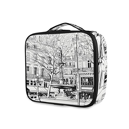 MONTOJ City Fountain Sketching Makeup Bag Travel Organizer Case Toiletry Pouch for Women