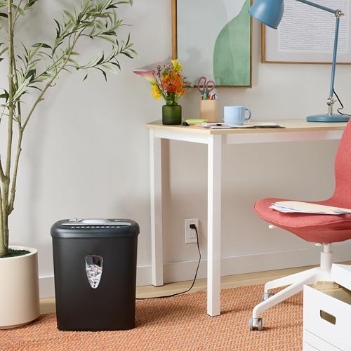 Image of Amazon Basics 8 Sheet Cross Cut Paper and Credit Card Shredder with 4.1 Gallon Bin, Black