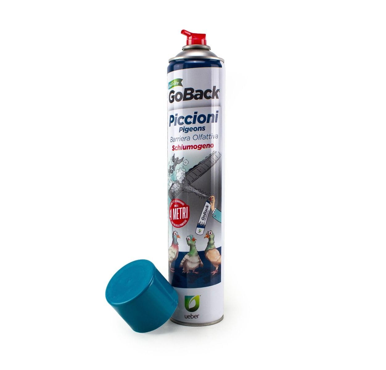 Repellente allontana Piccioni Schiuma Ultra-Aderente, Spray Disabituante con Eucalipto, Barriera Olfattiva per Balconi e Tetti, Gittata 4 Metri, 750ml