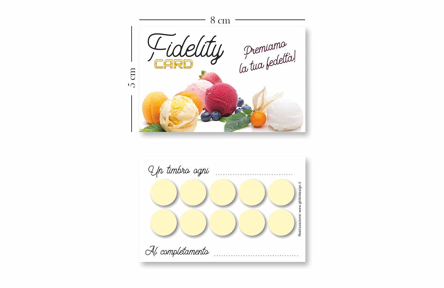 Tessere Fedeltà Per Gelateria - Con Bollini Adesivi Colorati, Confezione Da 50 Pezzi - Foto 5