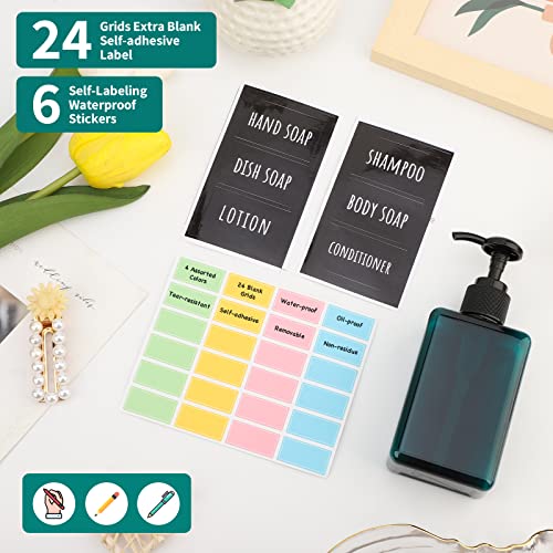 Image of Segbeauty Refillable Soap Dispenser, 4 Pack 6.8oz Plastic Square Press Pump Bottles, 200ml Empty Travel Containers Lotion Cosmetic Bottle Set for Hand Wash Shampoo Conditioner Shower Gel Essential Oil