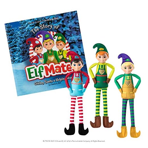 The Elf on the Shelf Elf Mates Exclusivo paquete triple con libro | Elf de Navidad | Elf Doll 30,5 cm cara de vinilo | Juguete de peluche suave de polaina largo - Juguetes de Navidad