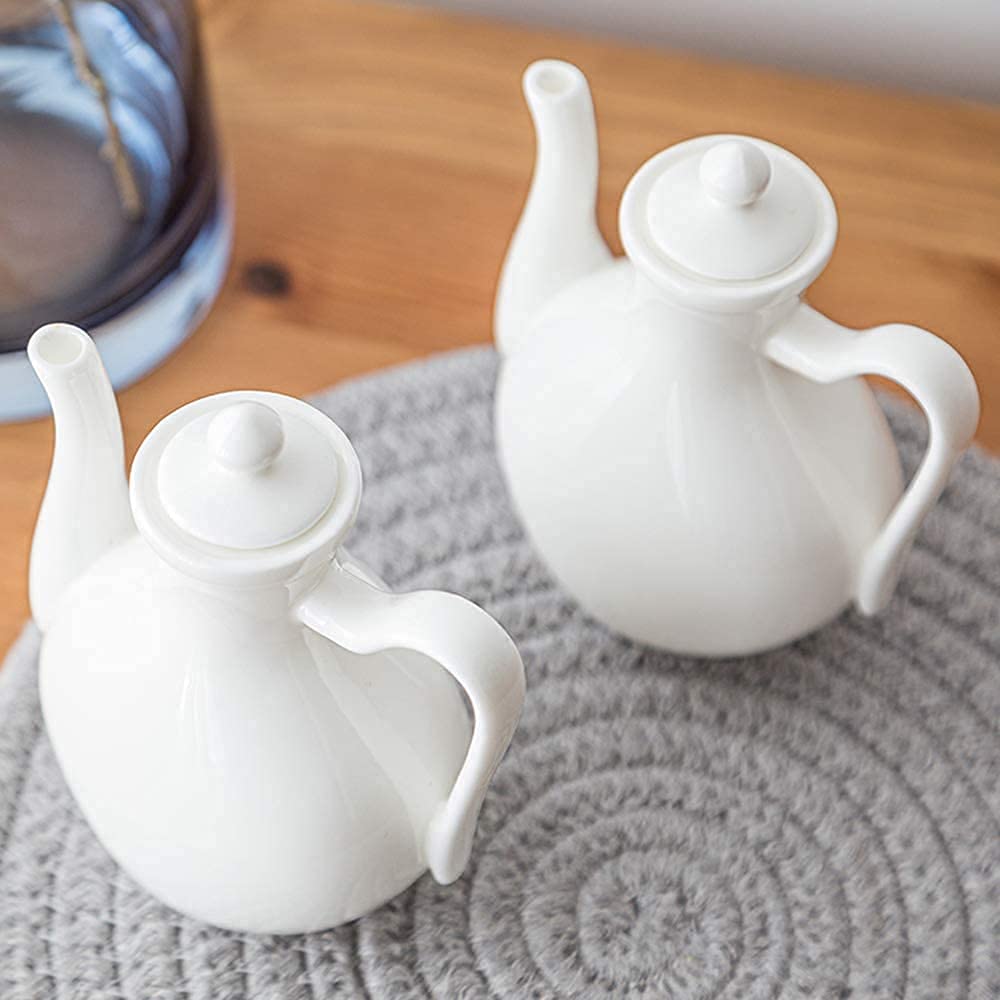 Biała porcelanowa butelka dozująca olej, sos sojowy, ocet, ceramiczna butelka na olej, miniaturowa buteleczka na sos sojowy, ocet,