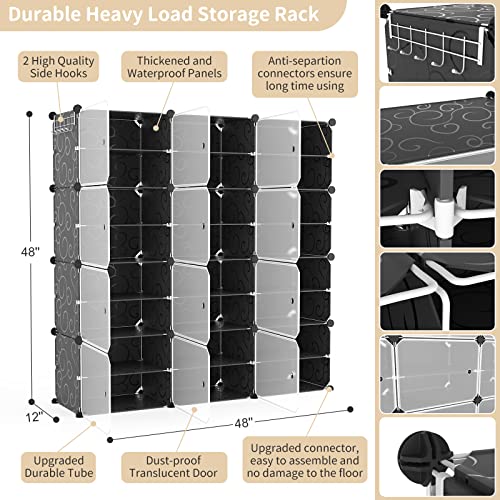 Portable Shoe Rack Organizer With Door, 48 Pairs Shoe Storage Cabinet Easy Assembly, Plastic Adjustable Shoe Storage Organizer Stackable Detachable Free Standing Shoe Rack Diy Expandable 8 Tier Black #TOP4