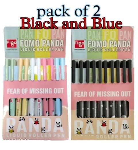 Image of MSGH Figo Fomo Panda Liquid Roller Pen (blue 10pcs & black 10pcs)