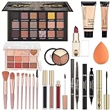All in One Makeup Kit for Teen Girls - Gift Set with Eyeshadow, Lipsticks, Eyebrow Pencil & Cosmetic Brush