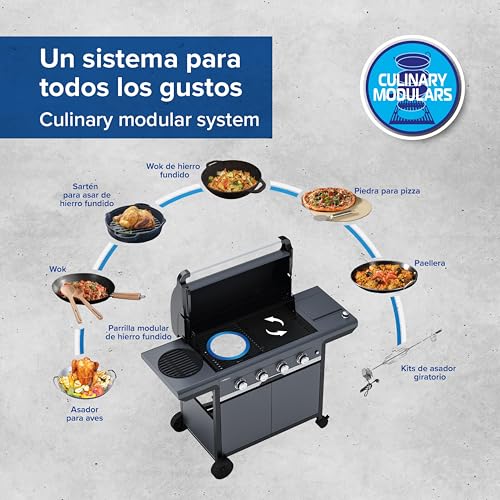 Miniatura 6 de Campingaz 4 Series Classic Ls Plus Barbacoa A Gas, 4 Quemadores De Acero Inoxidable, 12.8kw, Sistema De Limpieza Instaclean, 4 Ruedas, Color Negro, Gris, 160 X 59.8 X 115.6 Cm