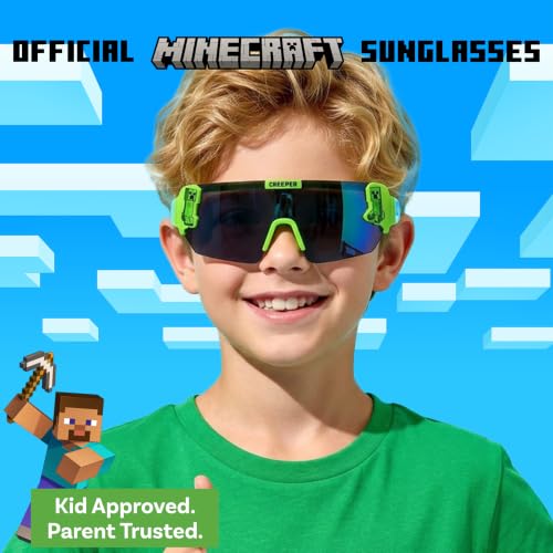 Image of ARKAID Minecraft Boys Sunglasses | Official Minecraft Gear | 100% UV Protection | Official Minecraft Boys Sunglasses and Sports Wraps | Impact Resistant | Gift Idea | Fits Most Kids