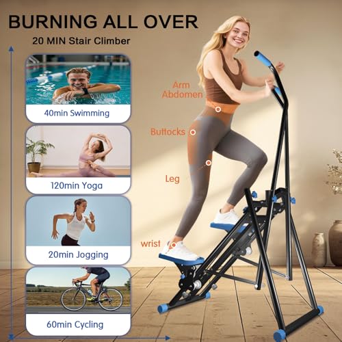 Stair Stepper with 3-Level Adjustable Resistance and Hand, Foldable Stair Climber Exercise Machine for Home Gym Workout, Stair Master for Full-Body Workout - Image 2