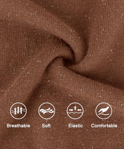 Image of CARCOS Plus Size Sweaters for Women Solid Crew Neck Knit Tops Casual Long Sleeve Pullover Sweater Sparkly Tunic Shirts