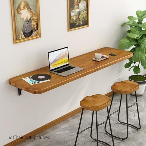 Table d'appoint murale pliable en bois marron et métal 120x40cm