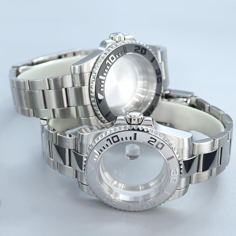 Men's 40mm Stainless Steel Diving Watch Case with Black Bezel for NH35/36 Miyota 8215 2824 Movement Custom Modding