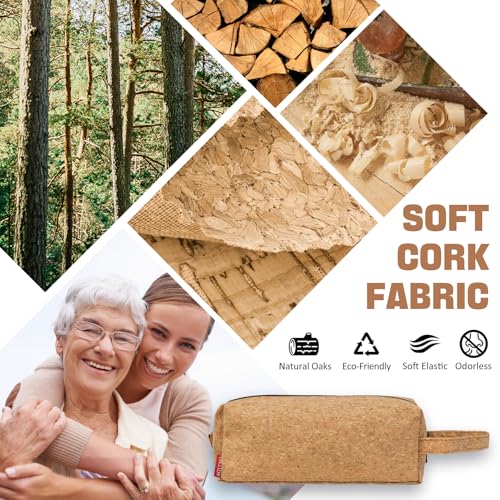 Image of Fmeida Pencil Case Cork - Aesthetic Pencil Case Pouch - Large Capacity Office Stationery Organizer with Handle