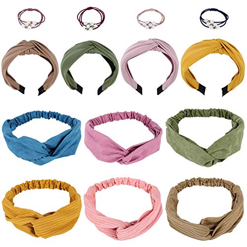 10 Pack Wide Headbands Knot Turban Headband Hair Band Elastic Plain Fashion Hair Accessories for Women and Girls
