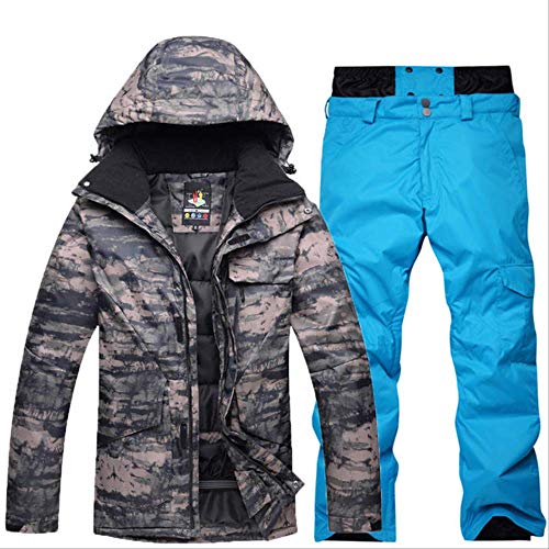 LJYNB Conjunto de traje de esquí de camuflaje de 10K para hombre, traje especial de snowboard, prenda impermeable,   traje transpirable, chaqueta de traje de invierno + Pantalones XL T6