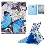 Case for iPad 2/3/4, Dteck Multiple Viewing Angles Folio Stand Smart iPad Case with Auto Sleep/Wake Protective Cover Case for iPad 4th Generation,iPad 3 & iPad 2 - Blue Butterfly