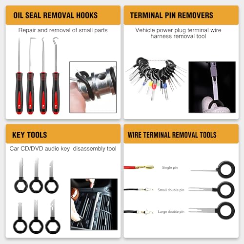 Image of GOOACC 238Pcs Trim Removal Tool Auto Push Pin Bumper Retainer Clip Set | Fastener Terminal Remover Tool Adhesive Cable Clips Kit Car Panel Radio Removal Auto Clip Pliers Black