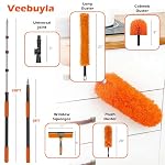 25FT Reach High Ceiling Duster Kits with 5-20FT Adjustable Pole - Includes Extra Long Duster, High Ceiling Duster, Rotatable Window Squeegee & Cobweb Duster for Ceiling Fans and Whole House Cleaning - Image 2