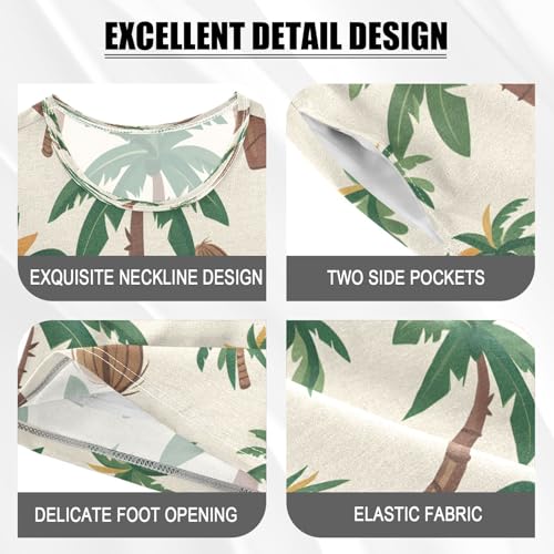 senya Short Sleeve Pajamas Sets Summer Cotton Sleepwear Coconut Tree Seamless4