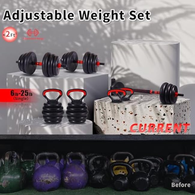 Adjustable Dumbbell Set 20/30/70/90LBS Weight Set for Home Gym Full Body Workout with Multiple Fitness Combinations