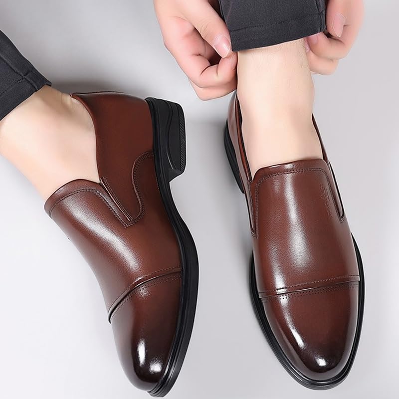 Men's Slip On Pointed Toe Derbys Classic Formal Business Oxfords Shoes Casual Wedding Derby Oxfords for Men2