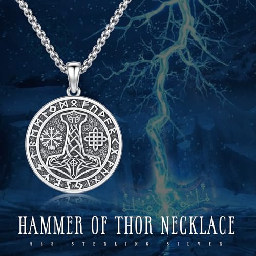 Collier marteau de Thor homme argent 925 anti-allergie sans gemme