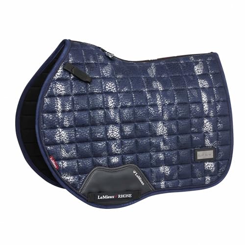 Tapis de selle LeMieux Adour EuroJump carré bleu marine pour le saut d'obstacles