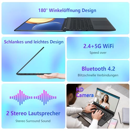 16 Zoll Laptop mit Beleuchteter Tastatur,1920×1200 FHD IPS Display,32GB RAM 512GB SSD,AMD Ryzen3 3250U,1MP Webcam,WiFi,BT,HDMI,USB,Type-C,Fingerprint,Numpad,für Business und Studenten – Bild 4