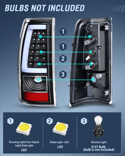 Image of Nilight Taillight Assembly Compatible with 2003-2006 Chevy Silverado Pair