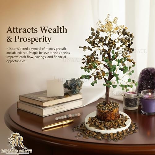 Image of Money Magnet Crystal Tree with 300 Chips - 11 Inch Vastu Feng Shui Wealth Tree for Home & Office, Prosperity, Good Luck, Positive Energy Decor, Best Gift for Success & Financial Growth in India