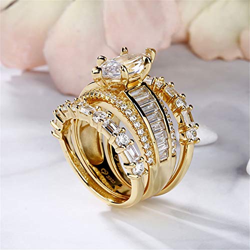 Jeulia 2 Carat 3PC Wedding Ring Set for Women 14K Gold Plated Marquise Cut CZ Engagement Rings Sterling Silver Bridal Set Anniversary Promise Rings for Her with Jewelry Box4