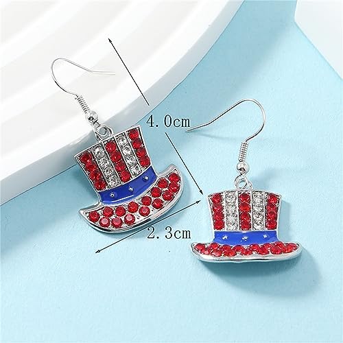 American Flag Earrings for Women 4th of July Patriotic Independence Day Red White Blue Star Heart Wing Boot USA Drop Dangle Hook Earrings Fashion Jewelry Accessory image 5