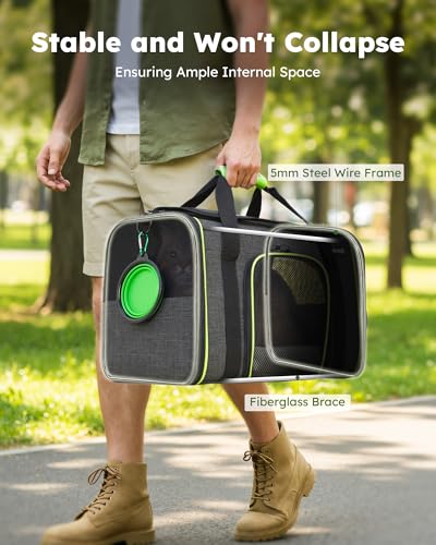 Transportín plegable para perros con asa y ventana de malla transpirable Pecute 5