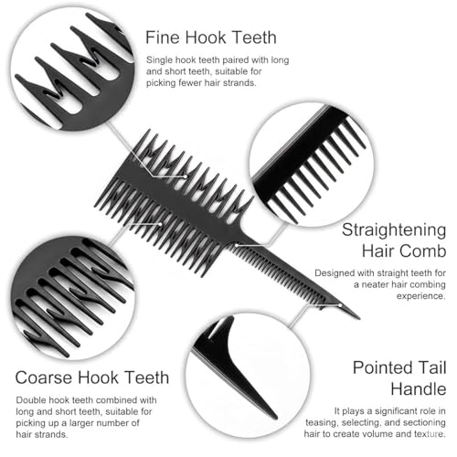 Image of Keli 3 in 1 Double Sided Multifunctional Highlighting Comb for Hair Coloring, Professional Hair Highlight Brush for Sectioning, Dyeing, Styling, Detangling & Cutting Tool with Rat Tail for Men & Women