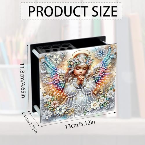 Image of DIY 5D Diamond Painting Pen Holder, Angelic Pencil Holder for Christian Home or Spiritual Gift, Diamond Painting Pen Organizer for Office Desk, Acrylic Craft Pencil Storage