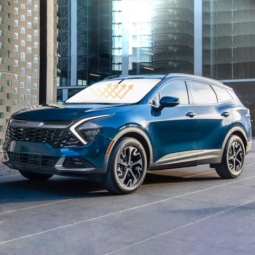Sun Shade for Sportage Windshield Sunshades for 2022 2023 2024 2025 Kia Sportage SUV Windshield Cover Front Window Shields 240T Silver Coating Protector Sun Visor Blocks UV Rays Car Accessories