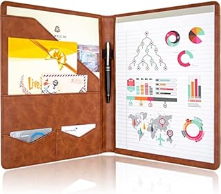 Stylio Padfolio/Resume Portfolio Folder - Interview/Legal Document Organizer & Business Card Holder - with Letter-Sized Writing Pad - Handsome Brown Faux Leather Matte Finish & Accent Stitching
