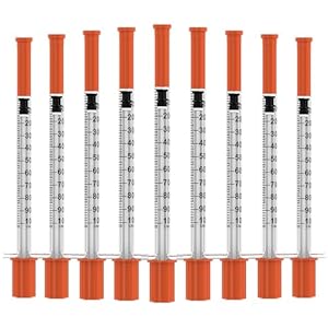 U-100 Disposable Syringes with Needle,1ml/cc,30G 5/16″(8mm) Needle,Individually Wrapped–50 Pack| Lab Supplies