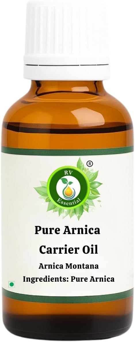 R V Essential Pure Arnica Carrier Oil 100ml (3.38oz)- Arnica Montana (100% Pure and Natural Cold Pressed)