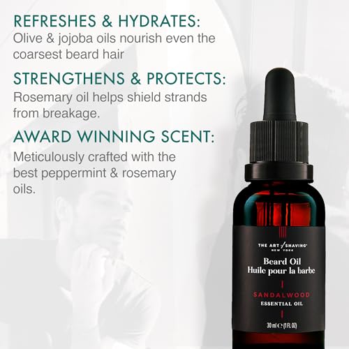 The Art of Shaving Beard Prep Kit - 4oz Peppermint Facial Hair Wash & Conditioner, 1oz Sandalwood Beard Oil