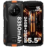 Luzglo Fire 3 Ultra Handy, Android 15, 13,97 cm (5,5 Zoll), HD+ 8350 mAh, 24 GB + 256 GB/2 TB Octa-Core T7200, 16 MP + 8 MP, IP68/Face ID/Fingerabdruck/OTG/NFC/Dual-SIM, 4G, robustes Handy