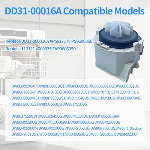 DD31-00016A Dishwasher Drain Pump Motor Replacement for Samsung Dishwasher Compatible Part Number DD31-00016A AP5917178 113121 4000925 PS606350 EAP9606350 by RUANBOQONG - Used condition - Image 6