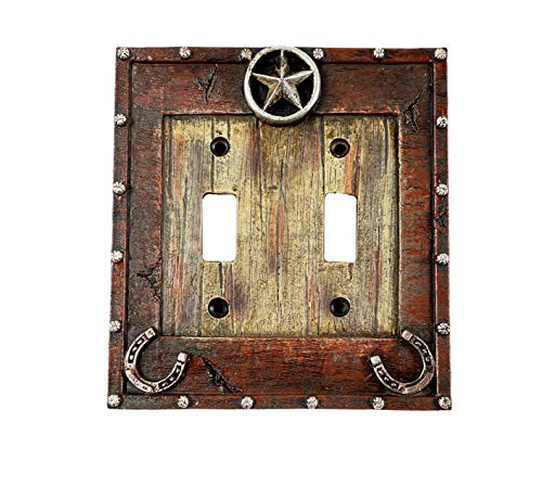 Urbalabs Western Cowboy Horseshoe And Star Decorative Light Switch Outlet Wall Plate Covers Country Home Rustic Light Switch Covers Single Double 2 Gang Switch Plates (Double Switch) #TOP8