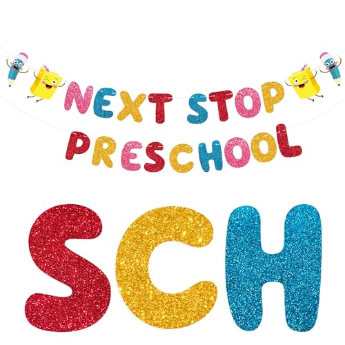Image of Katchon Next Stop Preschool Banner - Graduation Decorations 2026 Preschool Graduation Party Decorations, Preschool Graduation Banner, Prek Grad Decorations for Children Graduation Party