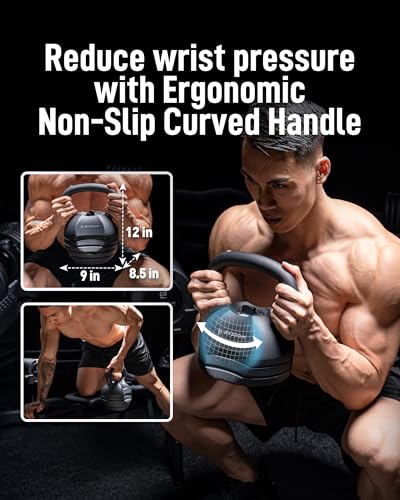 Image of BYZOOM FITNESS Pure Series Adjustable Kettlebell 30 /40 /50LB - 5-IN-1 Weight Change, Patented Quick-Change Machenism, Ergonomic Curved Handle for Home Gym, Strength Training, HIIT, White OR Black