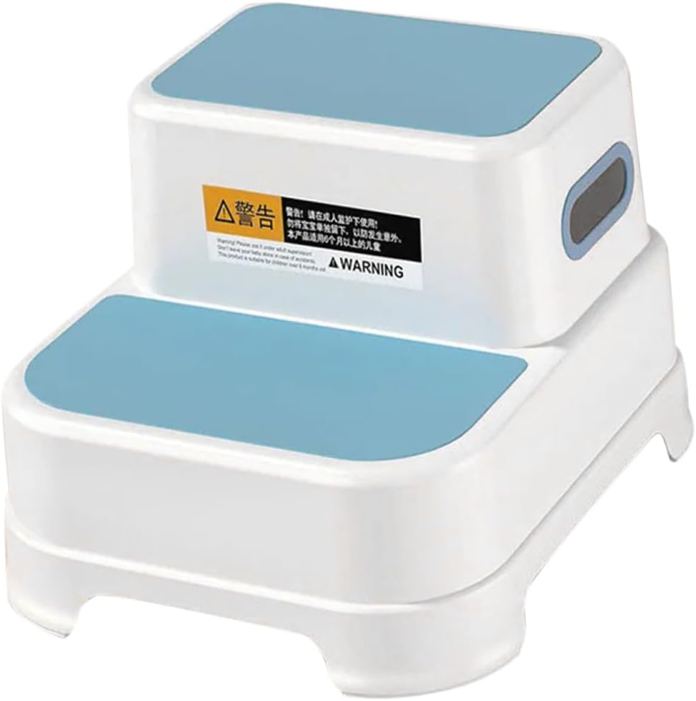 Non-Slip Bathroom and Toilet Footstool, Peacock Blue Small Step Chair for Washing Hands and Potty Training