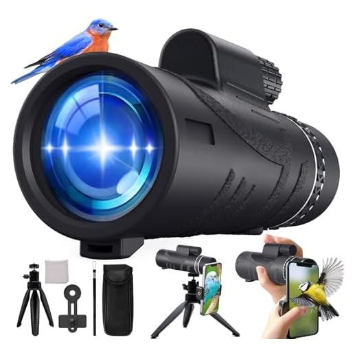 2023 New 12X50 Monocular Telescope with Phone Adapter& 360° Tripod for Smartphone,High Powered Monoculars for Adults,BAK-4 Prism and FMC Lens Low Night Vision Monocular for Bird Watching,Hiking